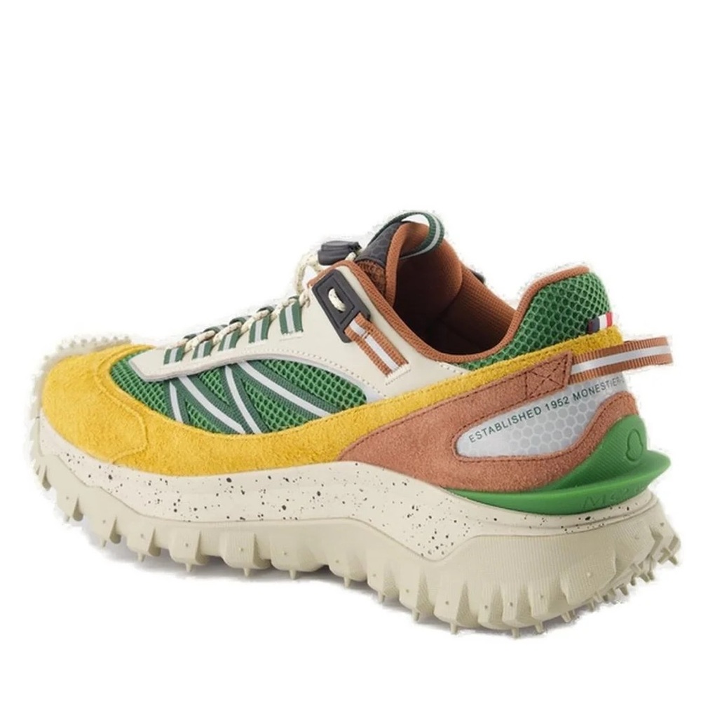 MONCLER TRAILGRIP LOW TOP GREEN Green and Yellow Sneakers Suede size 46 - Picture 2 of 3